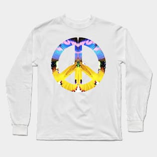 Peace Sign Support Life Humanity Hope Compassion Nature Inspired Psychedelic Kaleidoscope Hippie Flower Power Expressive Youthful Long Sleeve T-Shirt